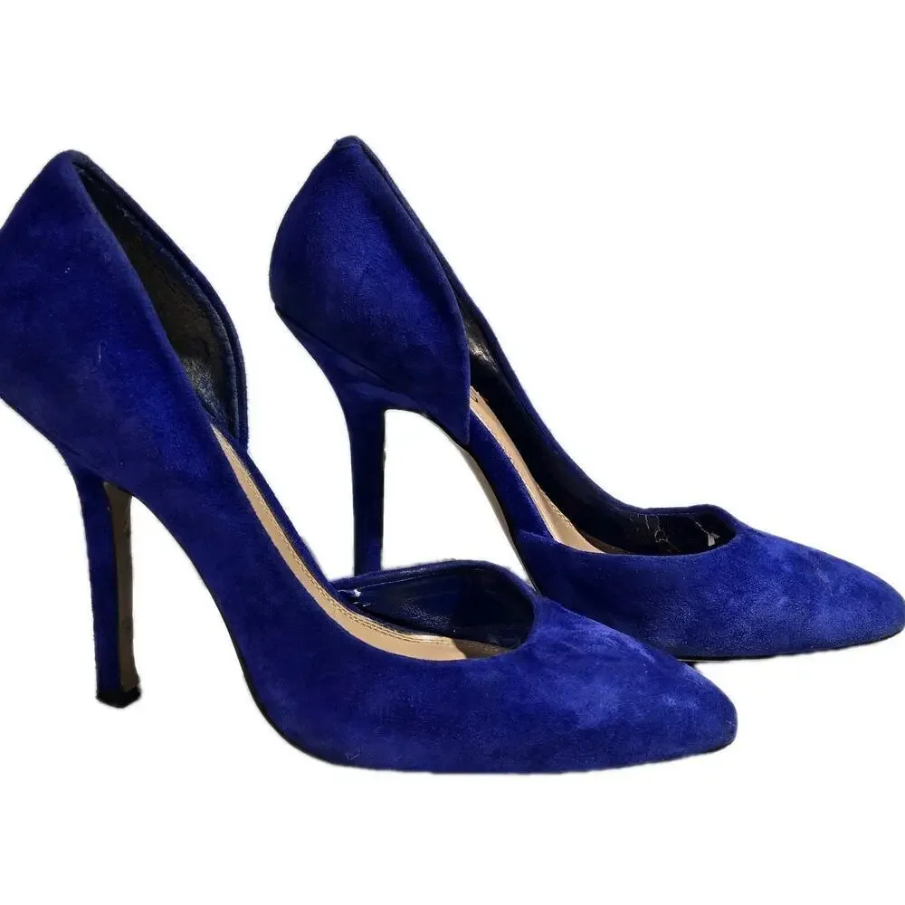 BCBG 4.5" Heels Paris Generation Royal Blue Suede EUR 37.5 Women’s US 7.5 B Sexy - Picture 2 of 8